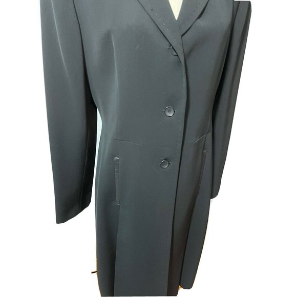 Beautiful Black Long Blazer Size 12 Made In France With Buttons And Pockets - Picture 3 of 10